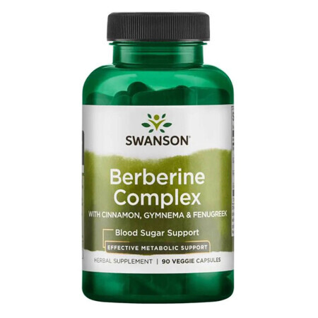 Swanson Berberine Complex con Canela, Gymnema y Fenogreco, 90 cápsulas vegetales