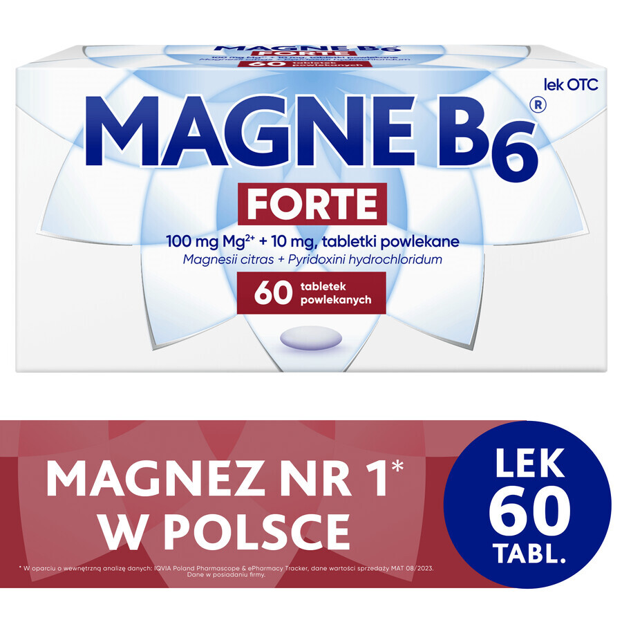 Magne B6 Forte 100 mg + 10 mg, 60 comprimidos recubiertos