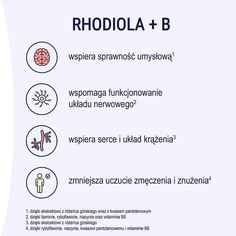 Naturell Rhodiola + B, 60 comprimés