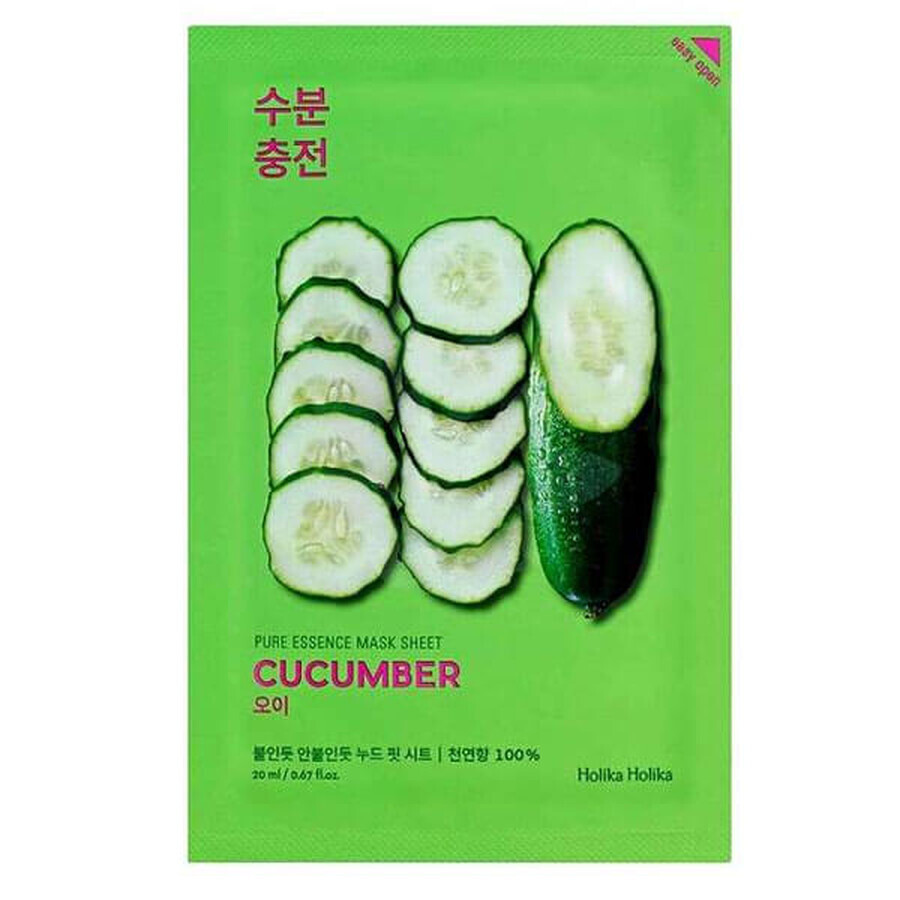 Holika Holika, Pure Essence Mask Sheet Cucumber, feuille de masque en coton, 1 pièce