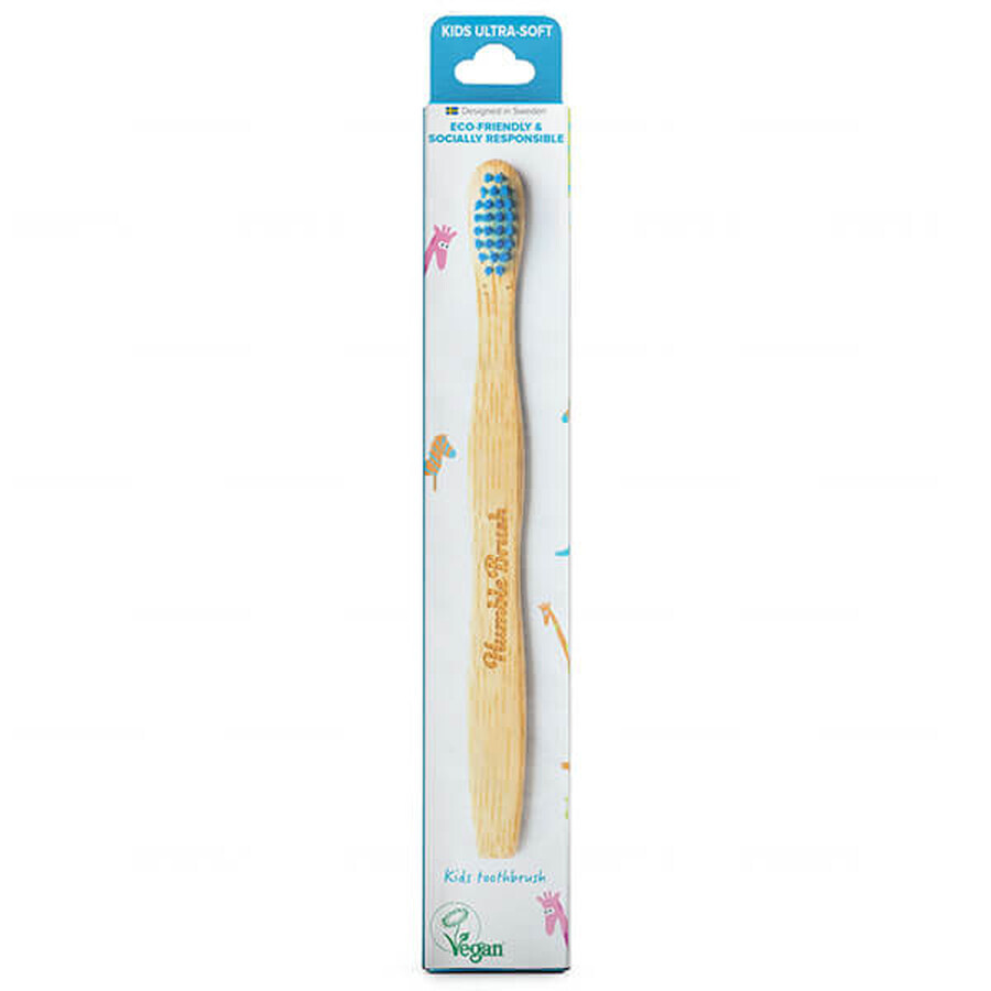 Humble Brush Kids Ultra Soft, cepillo de dientes para niños, bambú, azul, 1 pieza