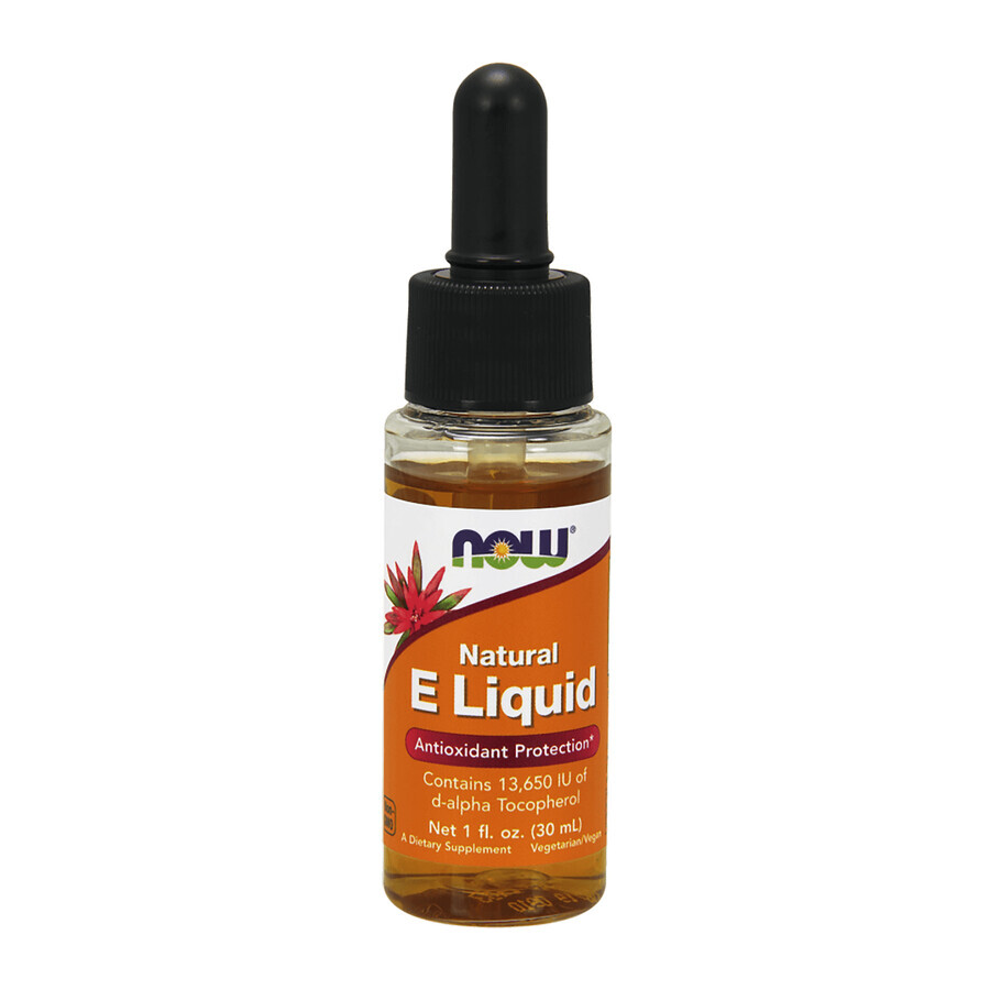 Now Foods Natural E-Liquid, vitamina E, gotas, 30 ml