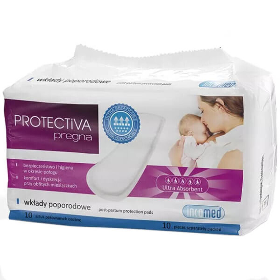 Protectiva Pregna, compresas postparto, 10 unidades