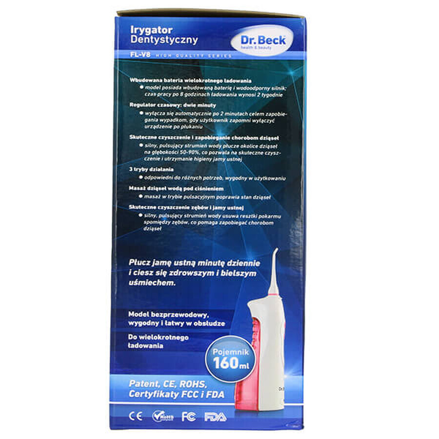 Dr. Beck FL-V8, irrigador dental, Skyblue + 2 puntas