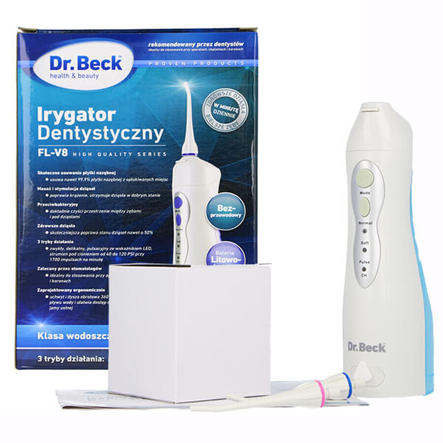 Dr. Beck FL-V8, irrigador dental, Skyblue + 2 puntas