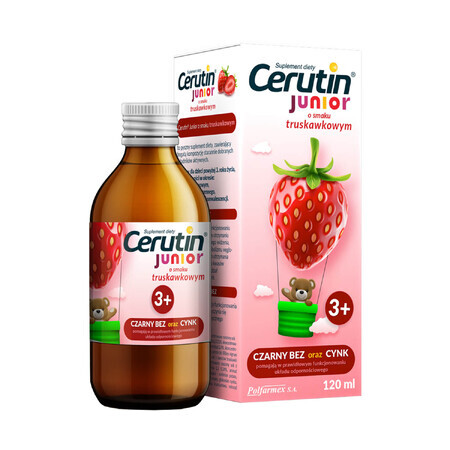 Cerutin Junior, jarabe para niños mayores de 3 años, sabor fresa, 120 ml