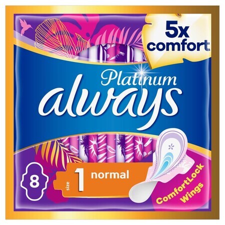 Always Platinum, toallas sanitarias con alas, Ultra Normal Plus, 8 piezas