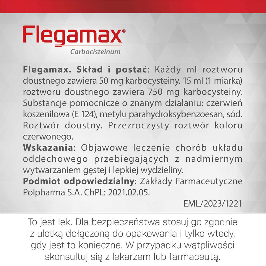 Flegamax 50 mg/ml, Lösung zum Einnehmen, 120 ml