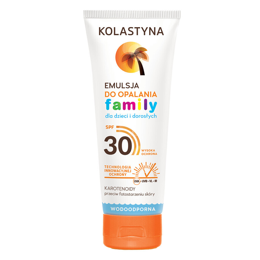 Kolastyna Family, emulsión bronceadora, para niños y adultos, SPF 30, 250 ml