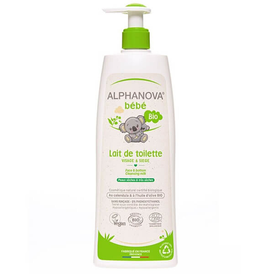 Alphanova Bebe, lait de toilette bio à l'huile pour bébé, 500 ml