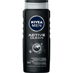 Nivea Men, Gel doccia 3 in 1 per viso, corpo e capelli, Active Clean, 500 ml