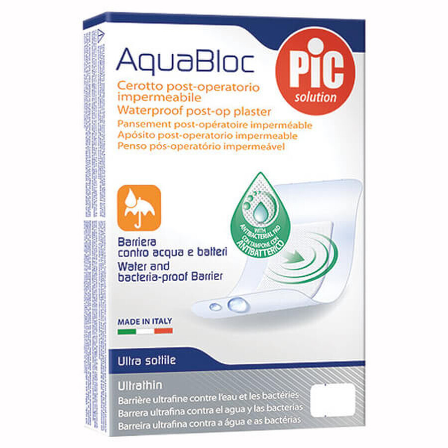 Pic Solution AquaBloc, plasturi post-operatorii, antibacterieni, impermeabili, 5 cm x 7 cm, 5 bucăți