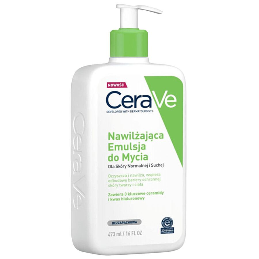 CeraVe, emulsión limpiadora hidratante, piel normal y seca, 473 ml