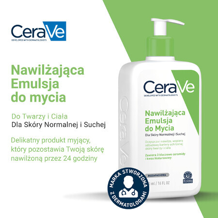 CeraVe, emulsión limpiadora hidratante, piel normal y seca, 473 ml