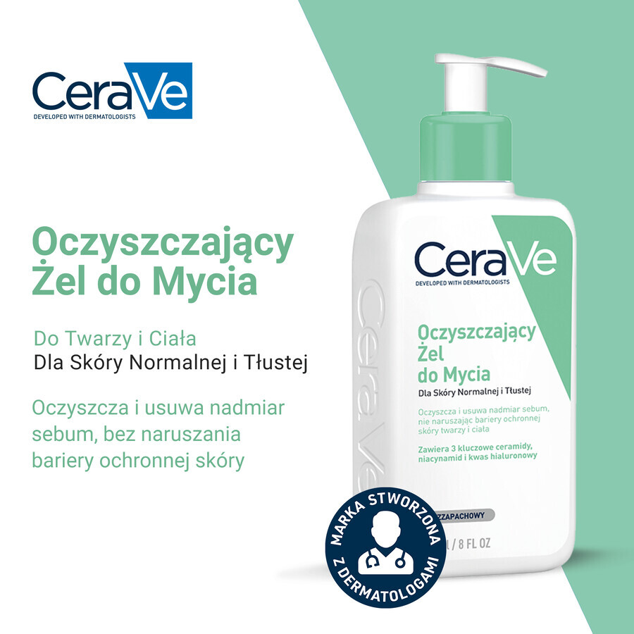 CeraVe, gel limpiador con ceramidas, piel normal y grasa, 236 ml