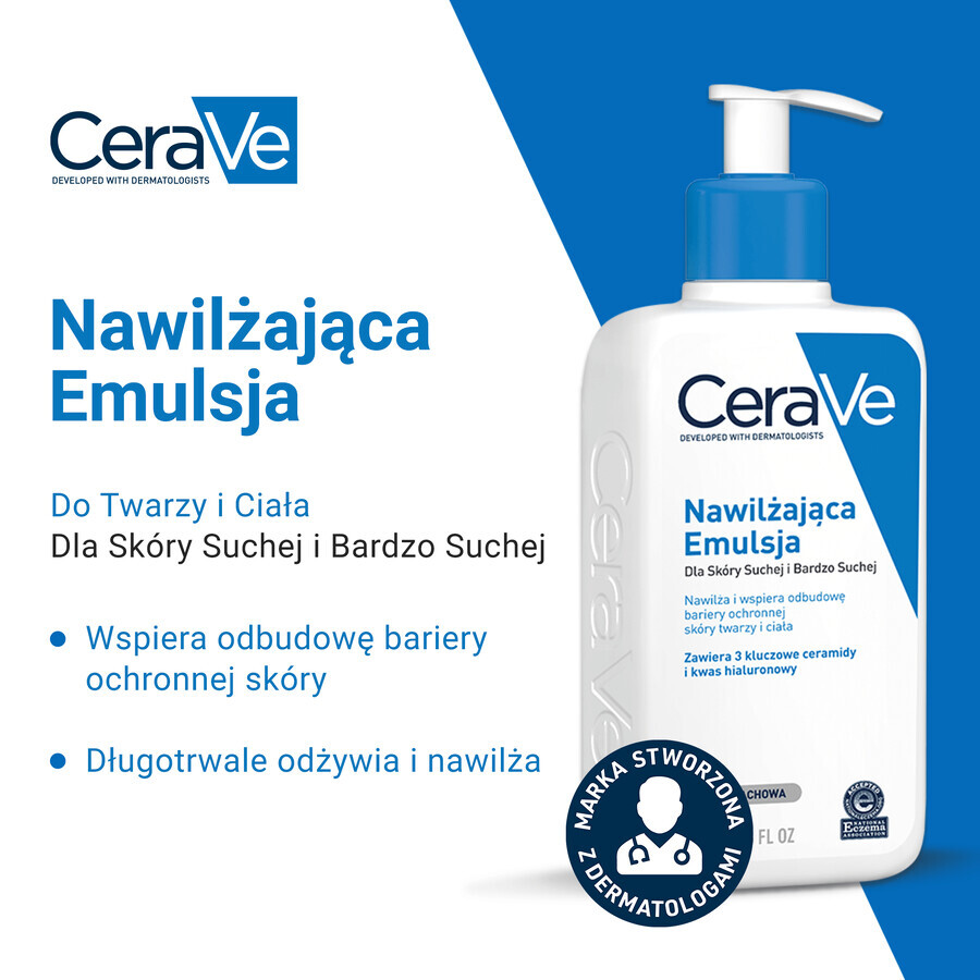 CeraVe, feuchtigkeitsspendende Emulsion mit Ceramiden, trockene und sehr trockene Haut, 473 ml