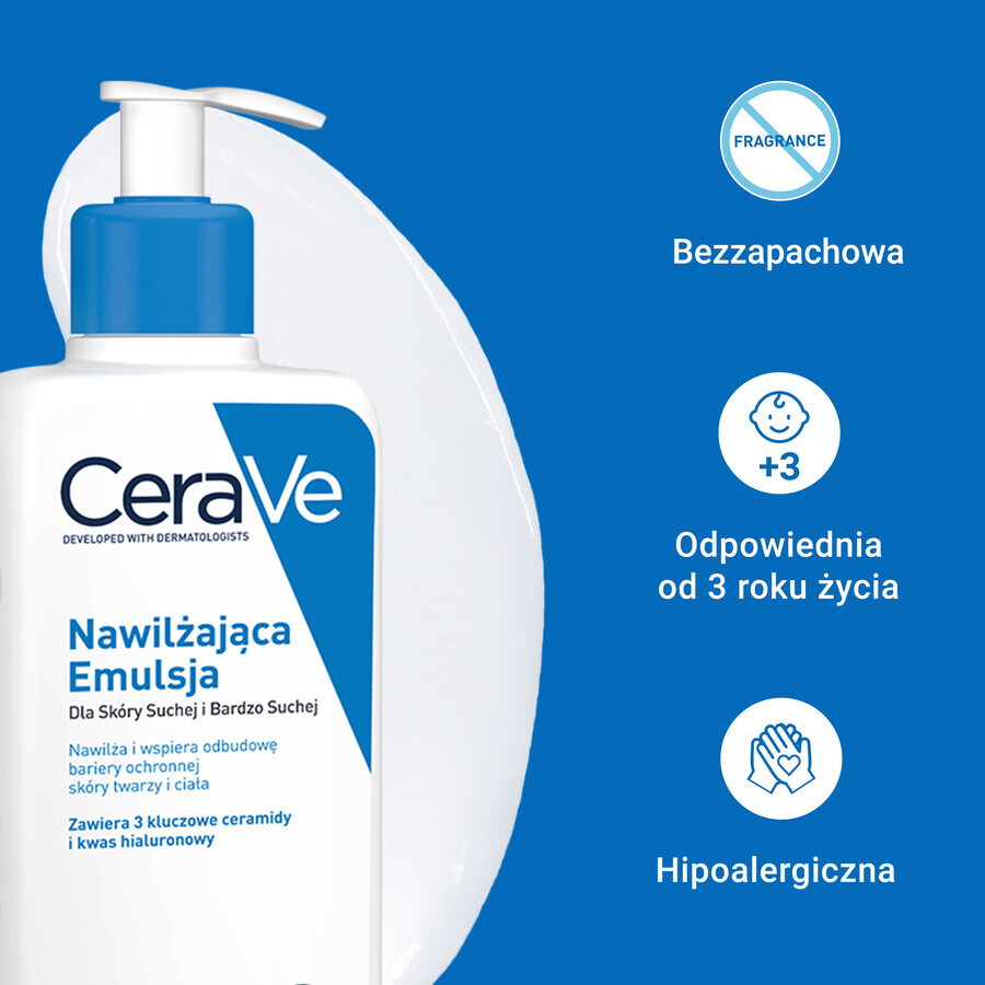 CeraVe, emulsión hidratante con ceramidas, piel seca y muy seca, 473 ml