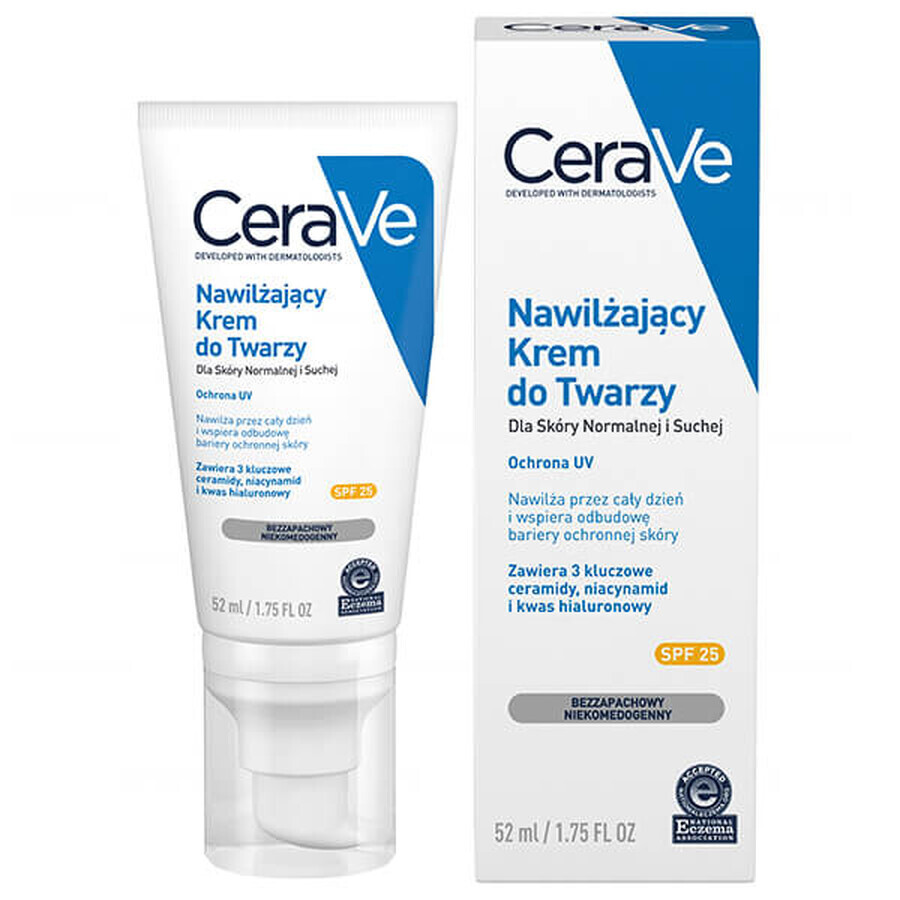 CeraVe Moisturizing Face Cream with Ceramides, Normal to Dry Skin, SPF 25, 52ml