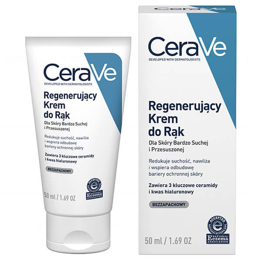 CeraVe, regenererende handcrème met ceramiden, zeer droge en vochtarme huid, 50 ml