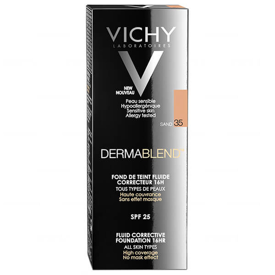 Vichy Dermablend, fluido corrector de larga duración, 35 Arena, 30 ml