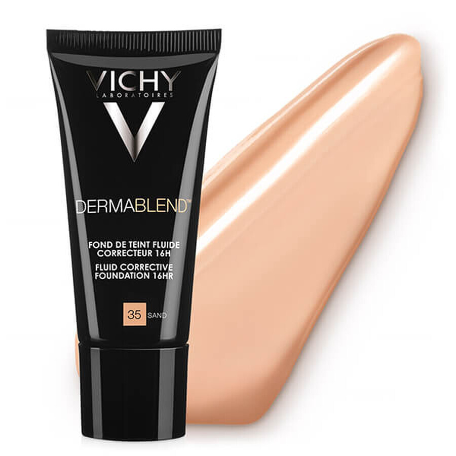 Vichy Dermablend, fluido corrector de larga duración, 35 Arena, 30 ml