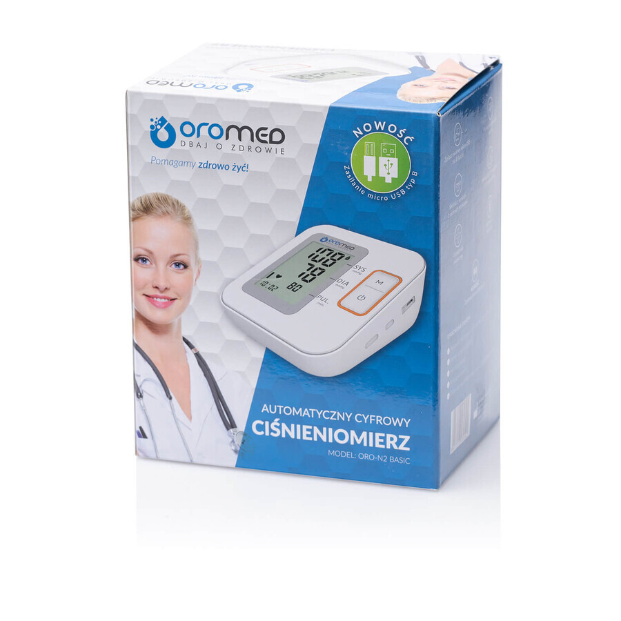 Oromed Oro-N2 Basic, tensiómetro automático de brazo con fuente de alimentación