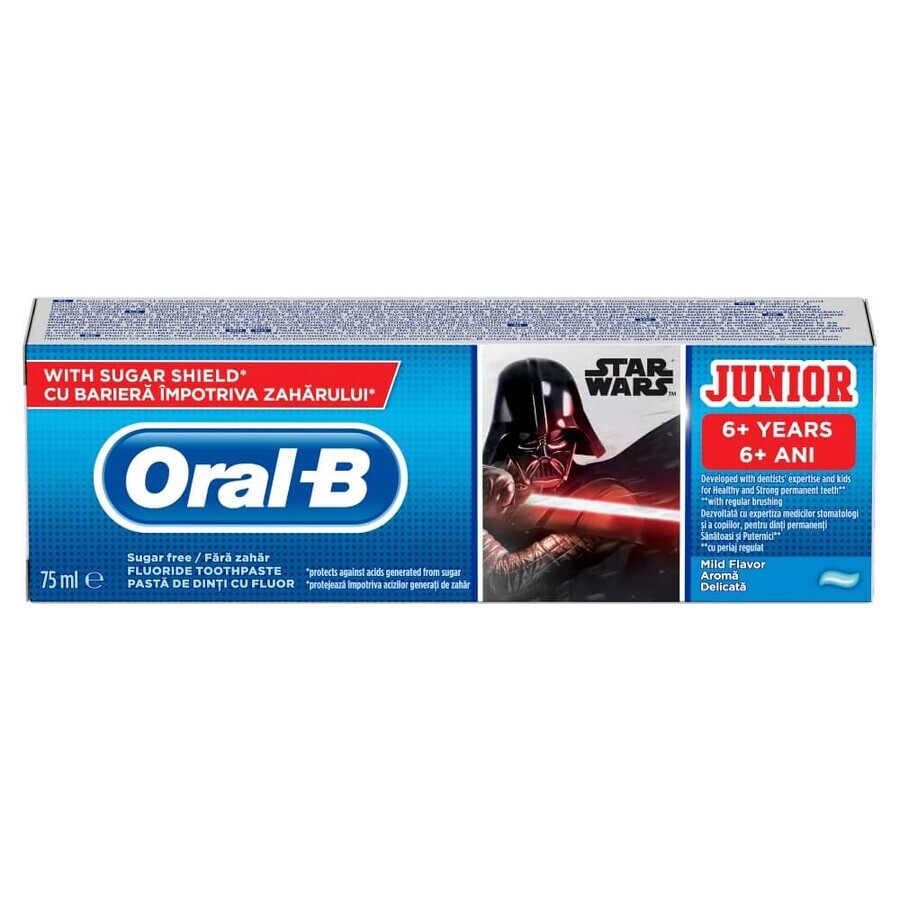 Oral-B Junior, pasta de dientes, Star Wars, para niños mayores de 6 años, 75 ml