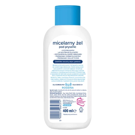 Bambino Family, gel de duș micelar, hiper-delicat, de la 3 ani, 400 ml