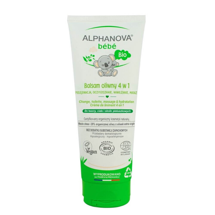 Alphanova Bebe, BIO Liniment, 4-in-1-Feuchtigkeits- und Reinigungscreme, 200 ml