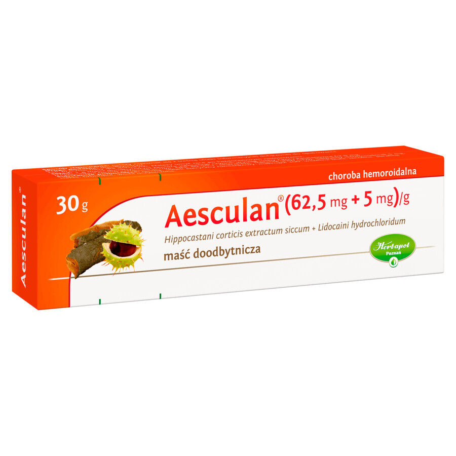 Aesculan (62,5 mg + 5 mg)/g, pomada rectal, 30 g