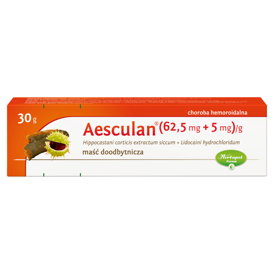 Aesculan (62,5 mg + 5 mg)/g, pomada rectal, 30 g