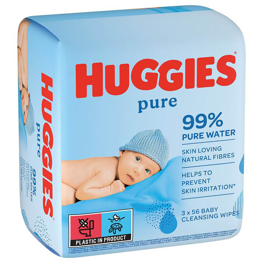 Huggies Pure, Baby-Feuchttücher, 3 x 56 Stück