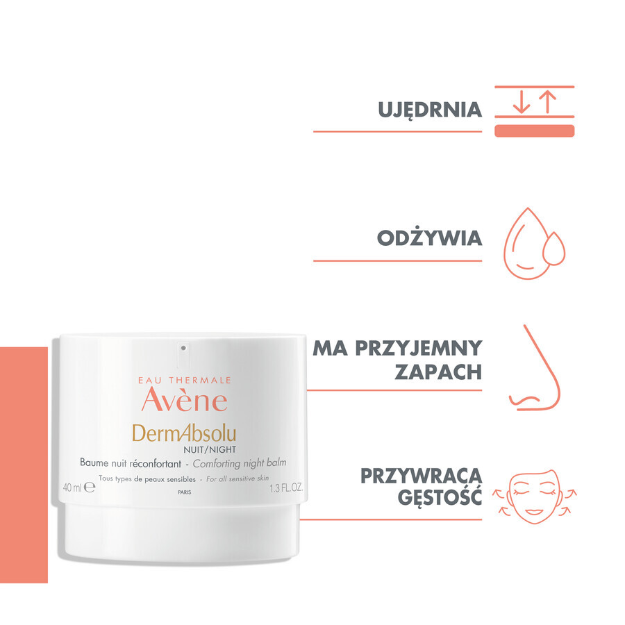 Avene DermAbsolu, Hautkomfortcreme, Nachtcreme, empfindliche und reife Haut, 40 ml