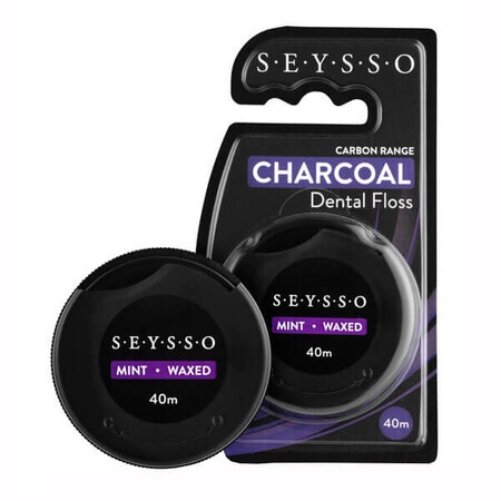 Seysso Carbon, hilo dental con carbón activado, encerado, menta, 40 m