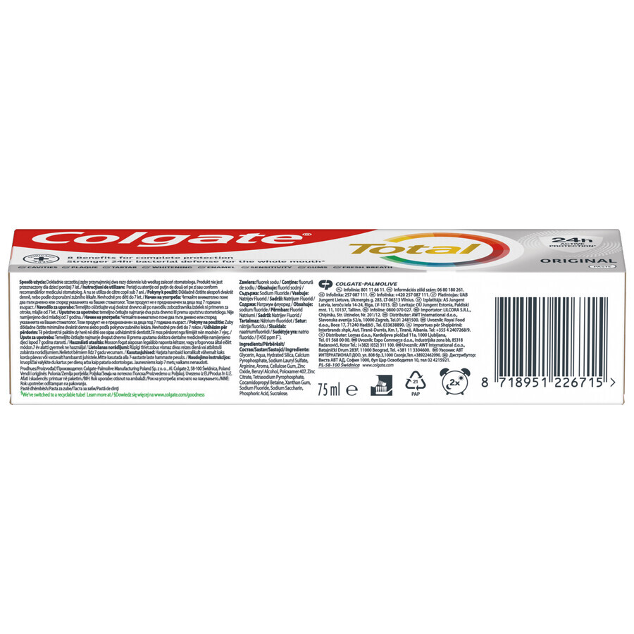 Colgate Total Original, pasta de dientes, 75 ml