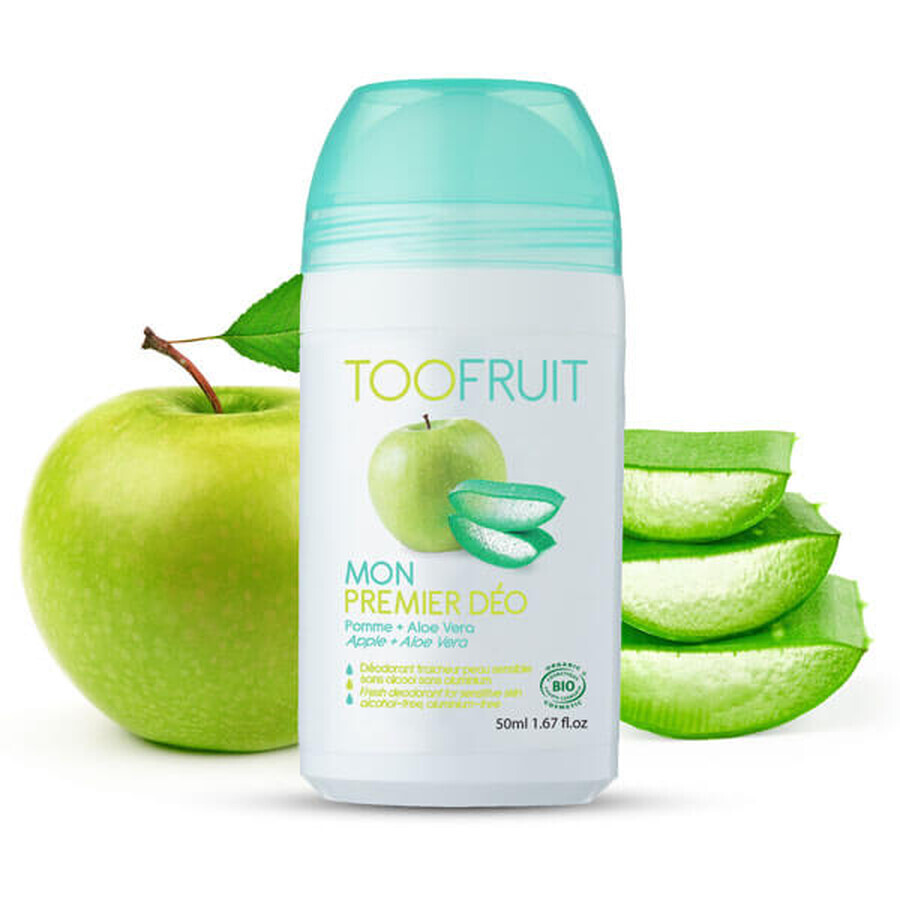 Toofruit, desodorante roll-on antibacteriano para niños, manzana y aloe, 50 ml