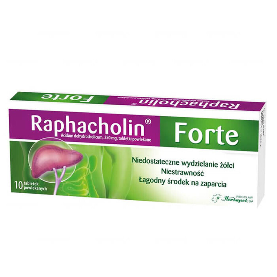 Raphacholin Forte 250 mg, 10 film-coated tablets