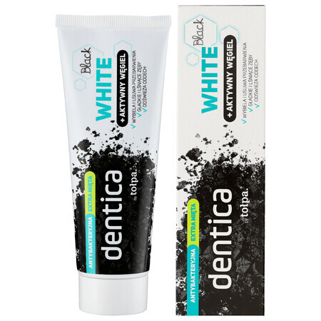 Dentica, pastă de dinți cu cărbune activ, Black White, 75 ml