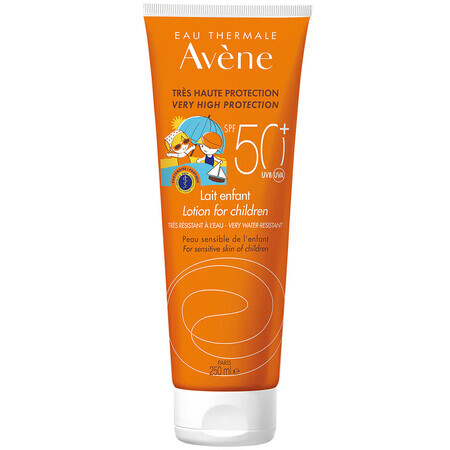 Avene Sun, leche protectora para rostro y cuerpo para niños, pieles sensibles, SPF50+, 250 ml