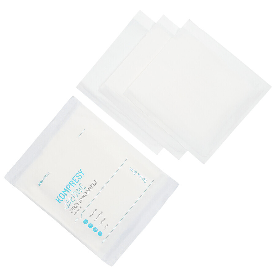 SEMA Protect, tamponi di garza sterile, 17 fili, 12 strati, 9 cm x 9 cm, 3 pezzi