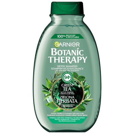 Garnier Botanic Therapy, champú refrescante para cabello normal con tendencia grasa, té verde, 400 ml