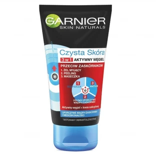Garnier Clean Skin, gel nettoyant + gommage + masque 3-en-1, Active Carbon, 150 ml.