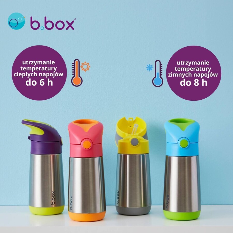 B.Box, biberón térmico con pajita, biberón, Batido Fresa, a partir de 12 meses, 350 ml