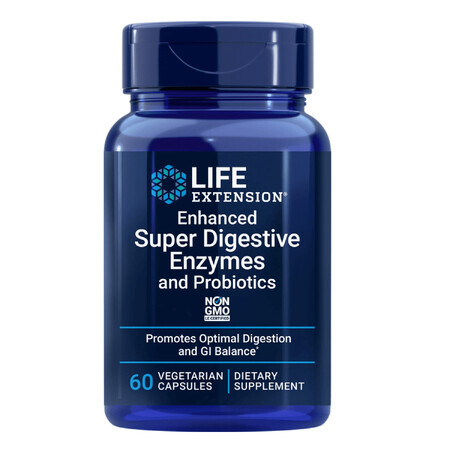 Life Extension Enzimas Super Digestivas Mejoradas con Probióticos, 60 cápsulas vegetales