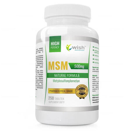 Wish, Azufre orgánico MSM 500 mg, 250 comprimidos