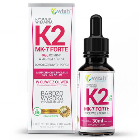 Wish K2 MK-7 Forte 50 μg, vitamina K, 30 ml