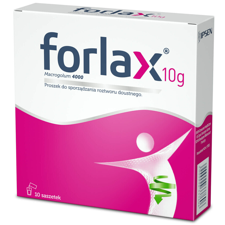 Forlax 10 g, pulbere pentru soluție orală, 10 plicuri