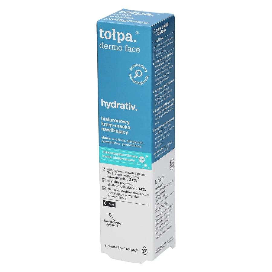 Tolpa Dermo Face, Hydrativ, crema-maschera idratante rilassante per viso, collo e décolleté, notte, 40 ml