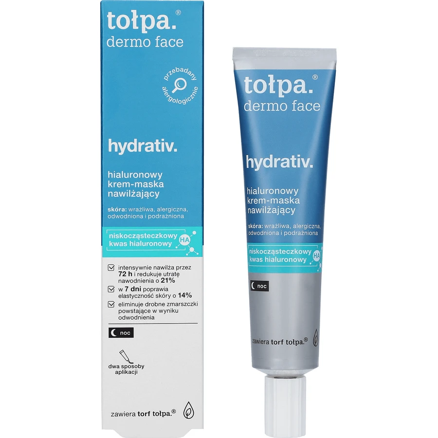 Tolpa Dermo Face, Hydrativ, crema-maschera idratante rilassante per viso, collo e décolleté, notte, 40 ml
