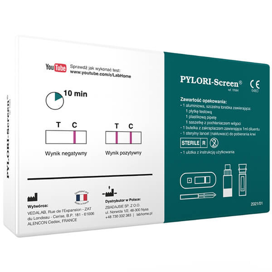 Pylori-Screen, rapid test for the detection of antibodies against Helicobacter pylori, 1 pc